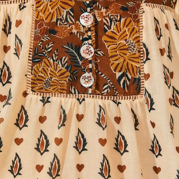 Farm Rio Beige Ainika Floral Long Sleeve Blouse - Picture 5 of 10